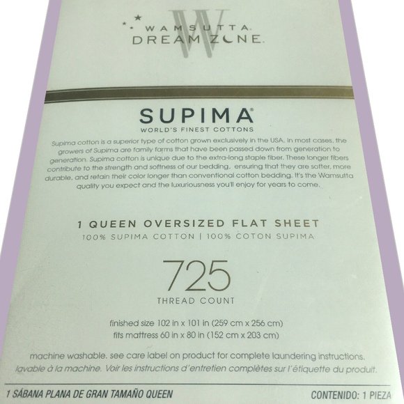new LAVENDER Wamsutta Dream Zone 725 TC 100% Cotton Oversized QUEEN Flat Sheet - Picture 2 of 5
